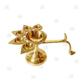 Brass Panchmukhi Aarti With Stand no 4